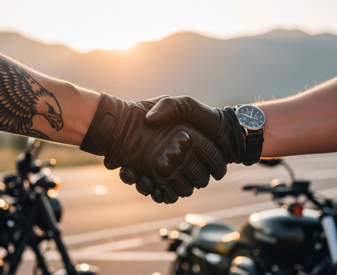 Zwei Biker geben sich die Hand