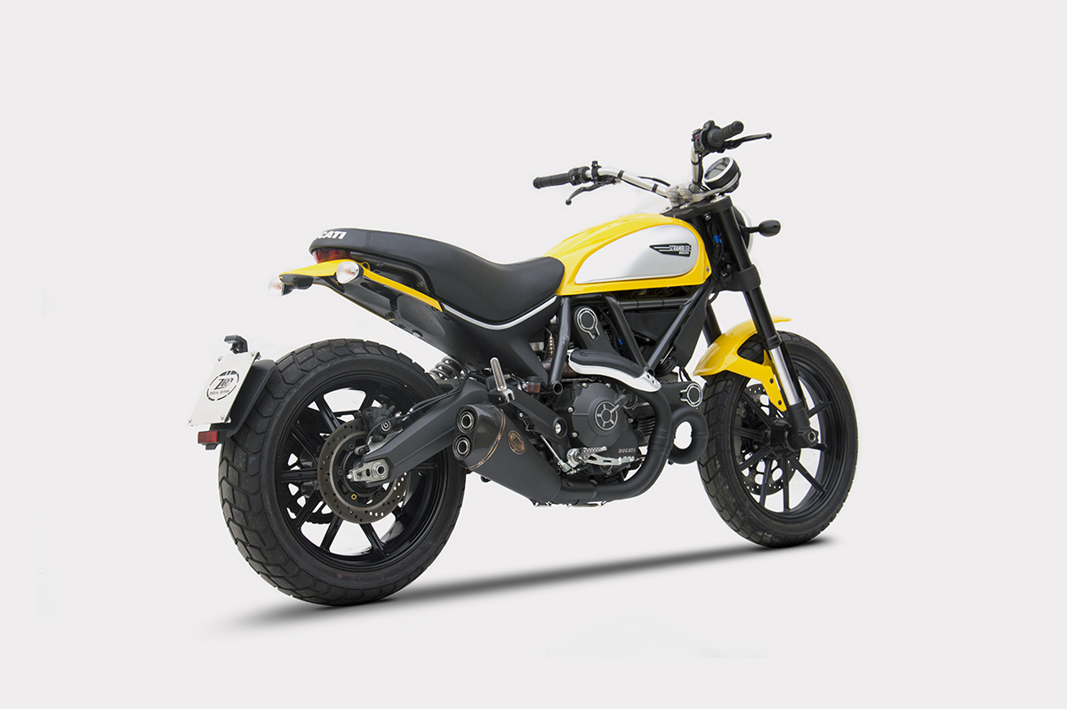 Ducati Scrambler 800 Bj. 2014-2016 Euro3 basso Slip-on tief gelegt schwarz beschichtet Picture 2